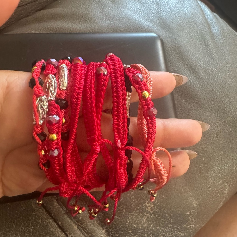 Handcrafted Red and Pink Beaded Bracelets